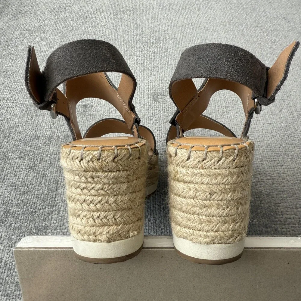 Dolce Vita Shoes Womens Size 7 Suede Espadrille Wedge Sandals Platform Buckle